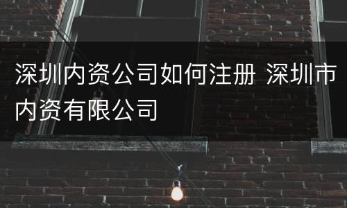 深圳内资公司如何注册 深圳市内资有限公司
