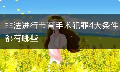 非法进行节育手术犯罪4大条件都有哪些