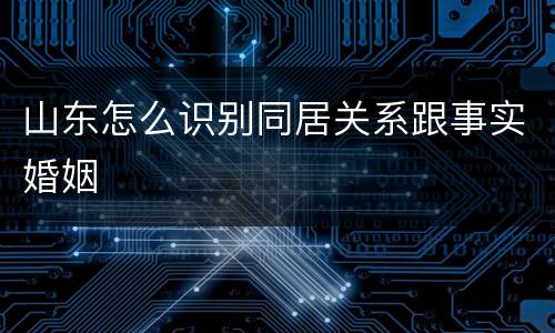 山东怎么识别同居关系跟事实婚姻