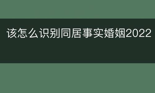 该怎么识别同居事实婚姻2022