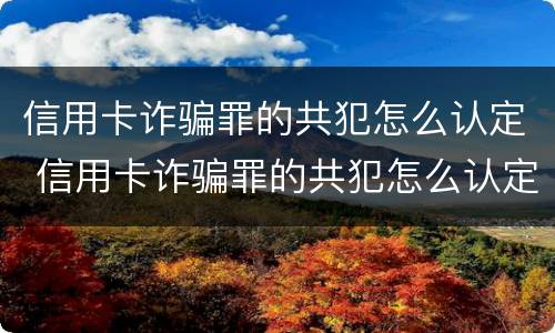 信用卡诈骗罪的共犯怎么认定 信用卡诈骗罪的共犯怎么认定的