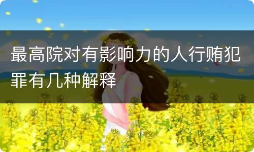 最高院对有影响力的人行贿犯罪有几种解释
