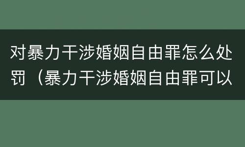 对暴力干涉婚姻自由罪怎么处罚（暴力干涉婚姻自由罪可以刑事和解吗）