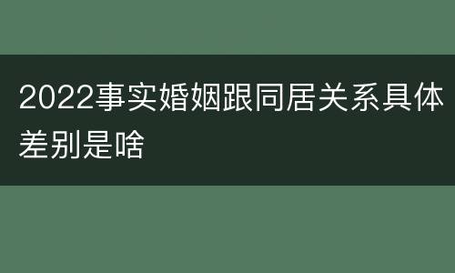 2022事实婚姻跟同居关系具体差别是啥