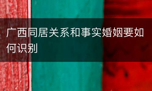 广西同居关系和事实婚姻要如何识别