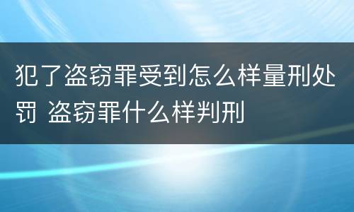犯了盗窃罪受到怎么样量刑处罚 盗窃罪什么样判刑