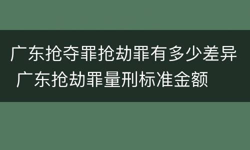 广东抢夺罪抢劫罪有多少差异 广东抢劫罪量刑标准金额