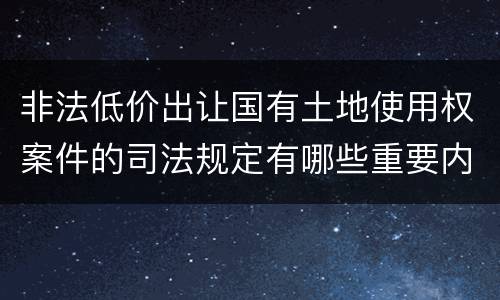 非法低价出让国有土地使用权案件的司法规定有哪些重要内容