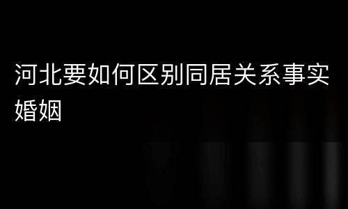 河北要如何区别同居关系事实婚姻