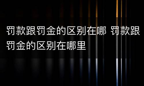 罚款跟罚金的区别在哪 罚款跟罚金的区别在哪里