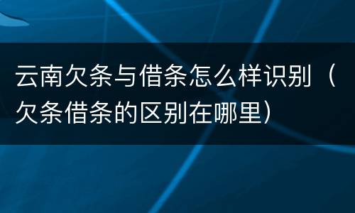 云南欠条与借条怎么样识别（欠条借条的区别在哪里）