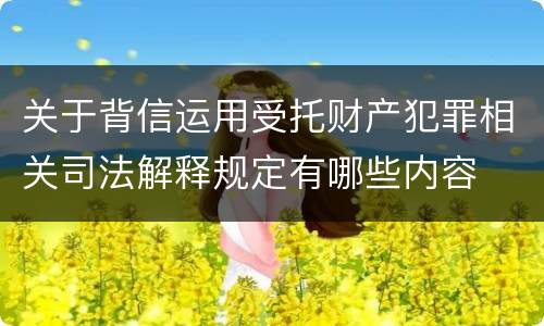 关于背信运用受托财产犯罪相关司法解释规定有哪些内容