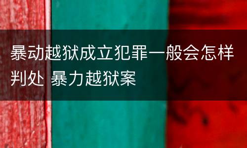 暴动越狱成立犯罪一般会怎样判处 暴力越狱案