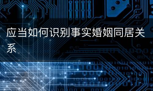 应当如何识别事实婚姻同居关系