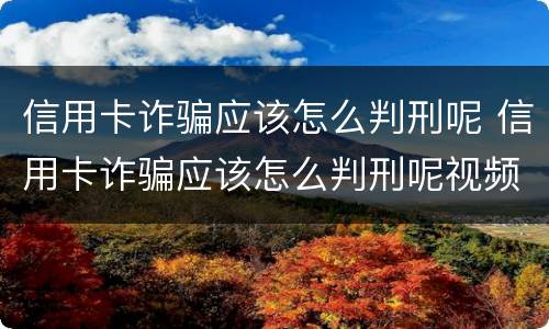 信用卡诈骗应该怎么判刑呢 信用卡诈骗应该怎么判刑呢视频