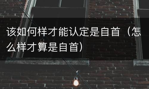 该如何样才能认定是自首（怎么样才算是自首）