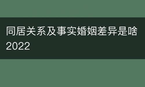同居关系及事实婚姻差异是啥2022