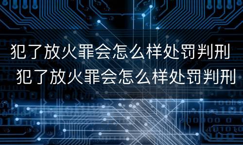 犯了放火罪会怎么样处罚判刑 犯了放火罪会怎么样处罚判刑吗
