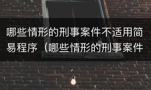 哪些情形的刑事案件不适用简易程序（哪些情形的刑事案件不适用简易程序裁定）