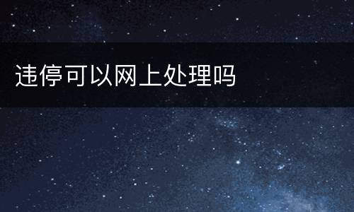 违停可以网上处理吗