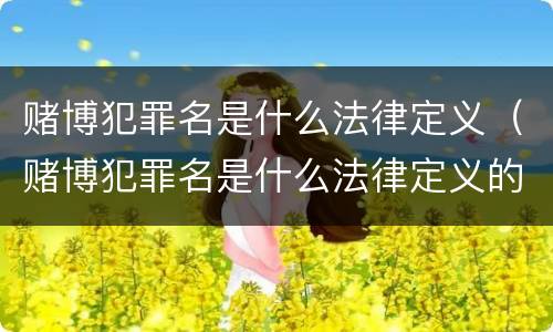 赌博犯罪名是什么法律定义（赌博犯罪名是什么法律定义的）