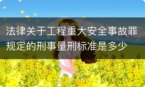 法律关于工程重大安全事故罪规定的刑事量刑标准是多少