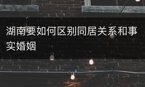 湖南要如何区别同居关系和事实婚姻