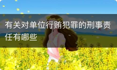 有关对单位行贿犯罪的刑事责任有哪些
