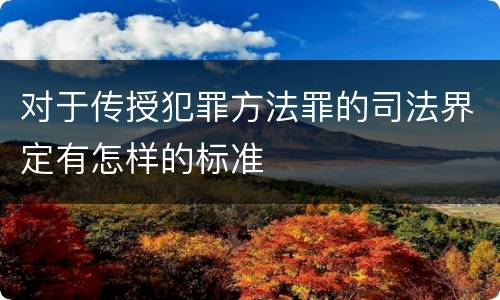 对于传授犯罪方法罪的司法界定有怎样的标准