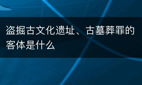 盗掘古文化遗址、古墓葬罪的客体是什么