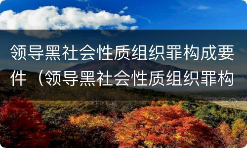 领导黑社会性质组织罪构成要件（领导黑社会性质组织罪构成要件有哪些）
