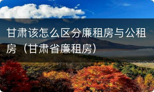 甘肃该怎么区分廉租房与公租房（甘肃省廉租房）