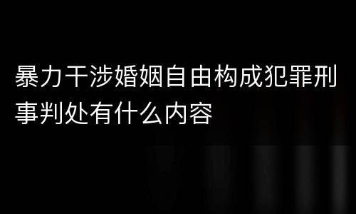 暴力干涉婚姻自由构成犯罪刑事判处有什么内容