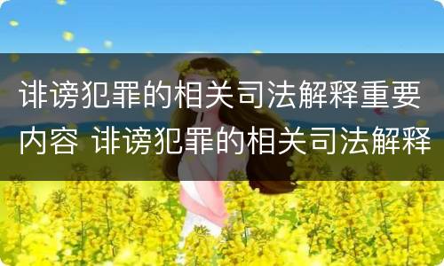 诽谤犯罪的相关司法解释重要内容 诽谤犯罪的相关司法解释重要内容有哪些