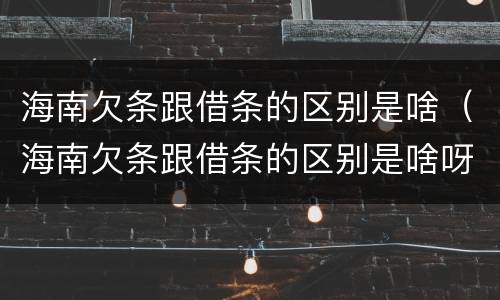 海南欠条跟借条的区别是啥（海南欠条跟借条的区别是啥呀）