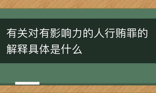 有关对有影响力的人行贿罪的解释具体是什么