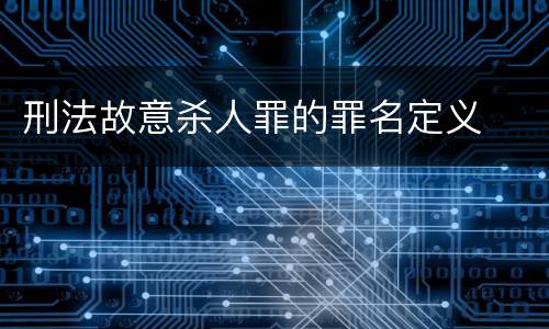刑法故意杀人罪的罪名定义