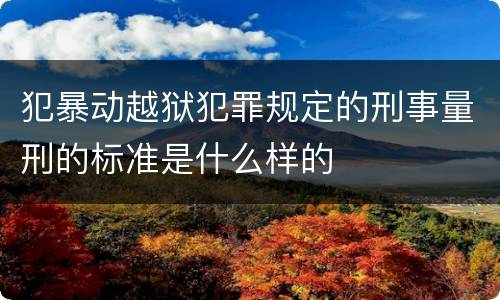 犯暴动越狱犯罪规定的刑事量刑的标准是什么样的