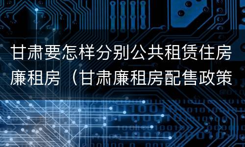 甘肃要怎样分别公共租赁住房廉租房（甘肃廉租房配售政策）