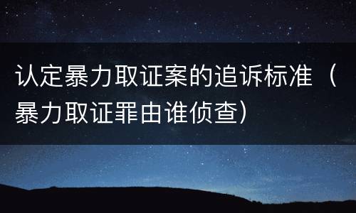 认定暴力取证案的追诉标准（暴力取证罪由谁侦查）