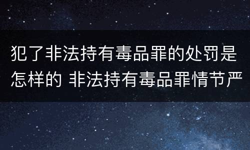 犯了非法持有毒品罪的处罚是怎样的 非法持有毒品罪情节严重