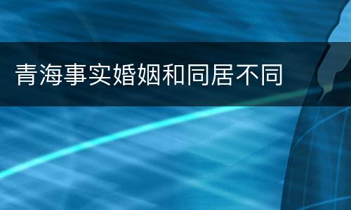 青海事实婚姻和同居不同
