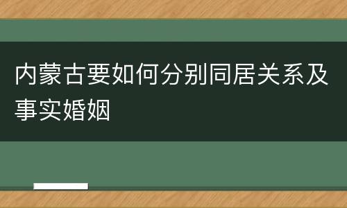内蒙古要如何分别同居关系及事实婚姻