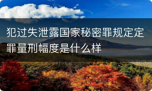 犯过失泄露国家秘密罪规定定罪量刑幅度是什么样