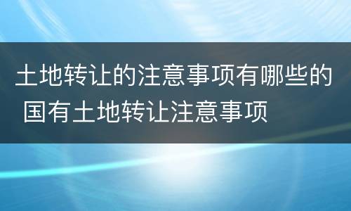 土地转让的注意事项有哪些的 国有土地转让注意事项