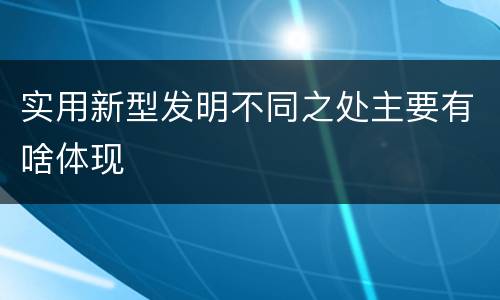 实用新型发明不同之处主要有啥体现