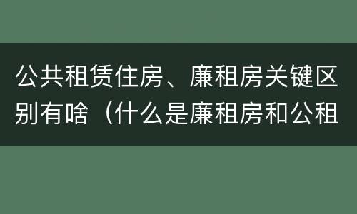 公共租赁住房、廉租房关键区别有啥(什么是廉租房和公租房两个有什么特点)