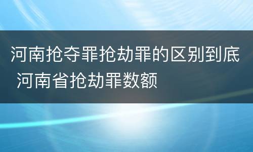 河南抢夺罪抢劫罪的区别到底 河南省抢劫罪数额