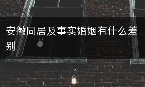 安徽同居及事实婚姻有什么差别