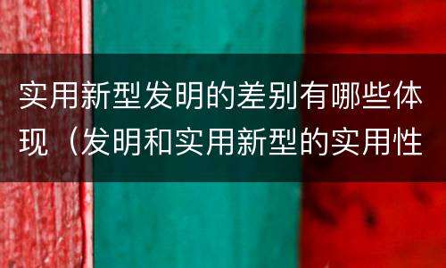 实用新型发明的差别有哪些体现（发明和实用新型的实用性）